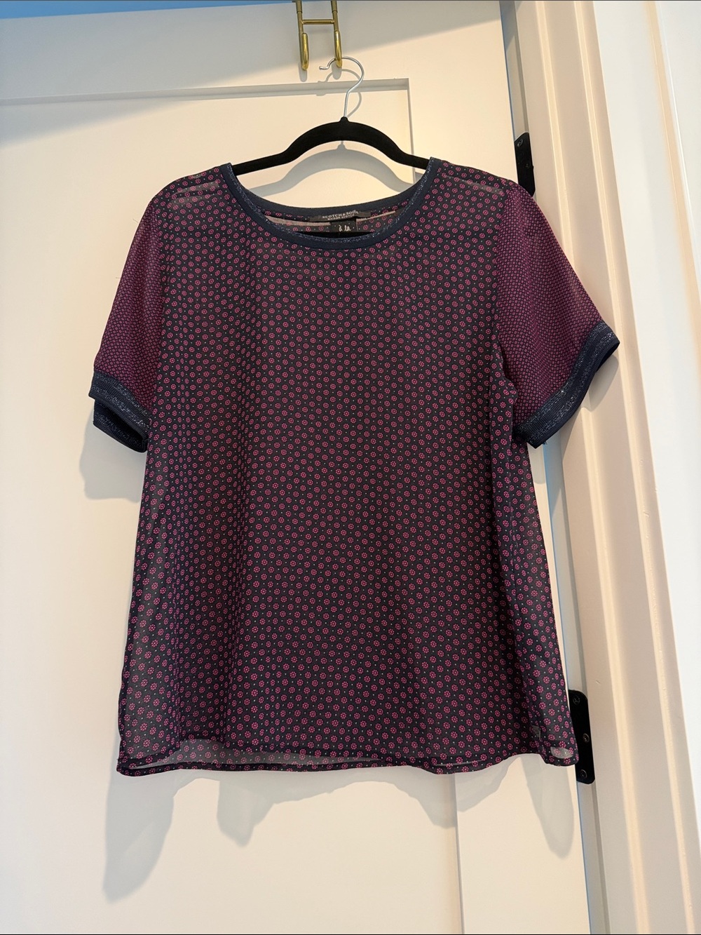 Scotch & Soda Purple Patterned Short-Sleeve Blouse